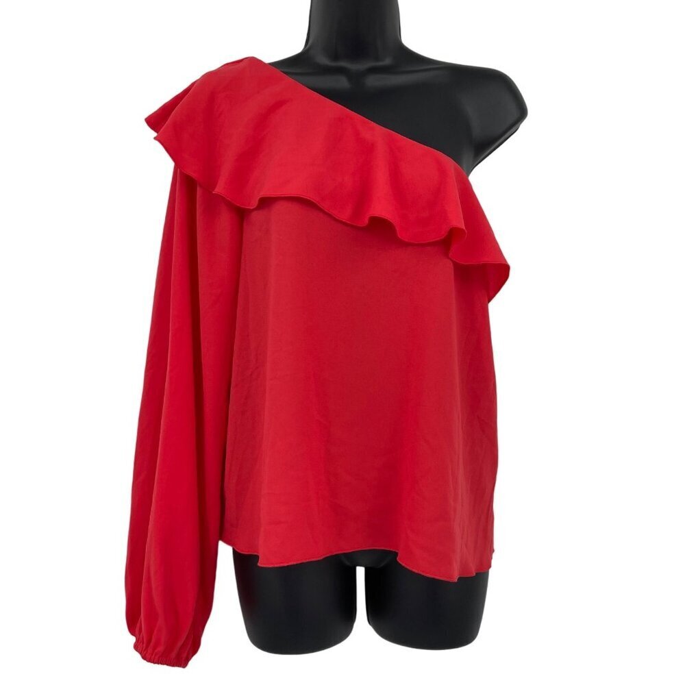 Aritzia Wilfred Allaire One Shoulder Blouse In Scarlett Red Women's Large